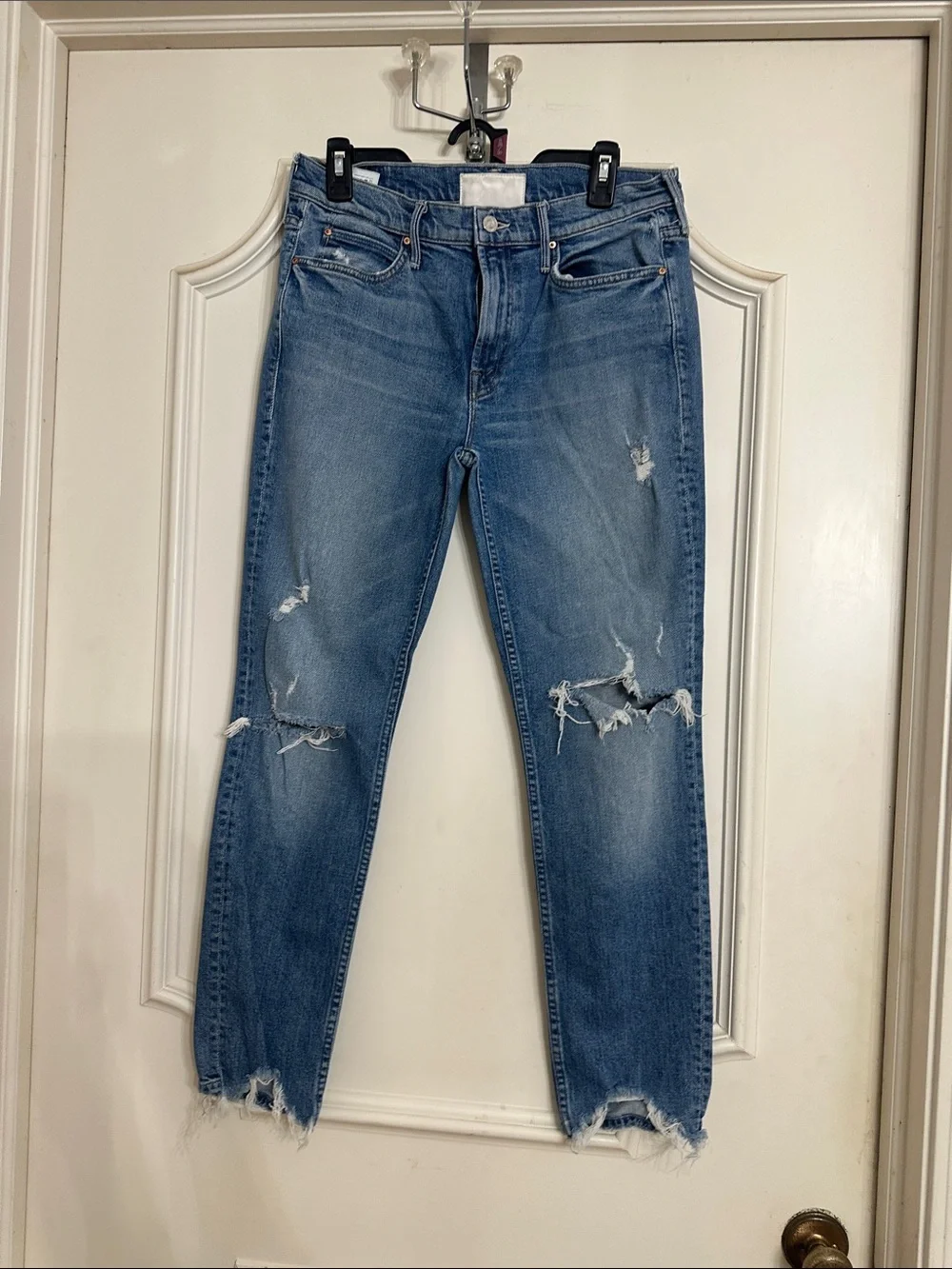 MOTHER Light Blue Distressed Boyfriend Jeans